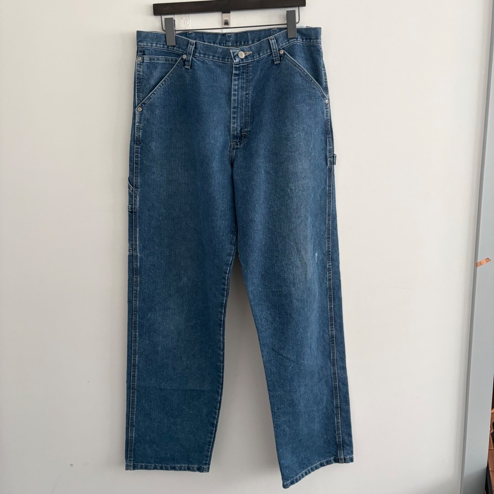 Wrangler Mens Carpenter Jeans 34x34 Blue Denim 94LSWDV Workwear